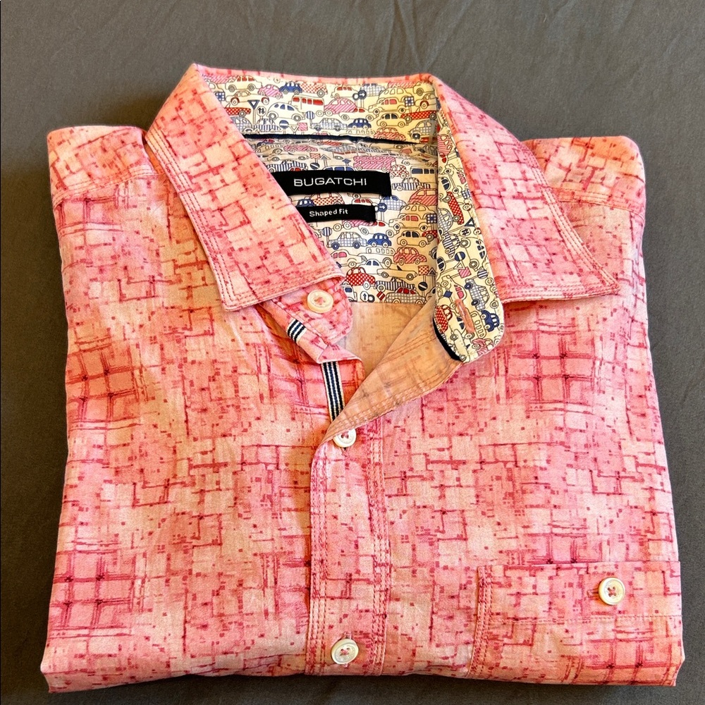 Bugatchi Men's Red Patterned Button Down Shirt - image 5
